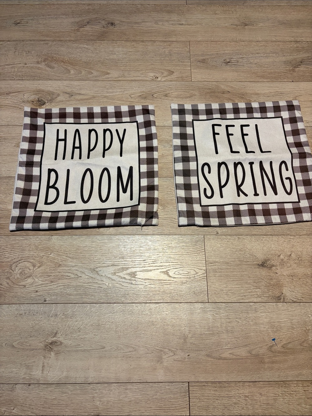 Happy Bloom / Feel Spring Checkered Decorative Pillow covers  - Brown & White